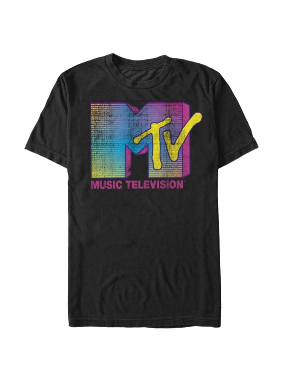 Men's MTV Stripe Logo Graphic Tee Black Large