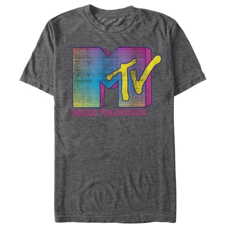 Men's MTV Stripe Logo Graphic Tee Charcoal Heather Small