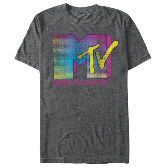 Men's MTV Stripe Logo Graphic Tee Charcoal Heather X Large