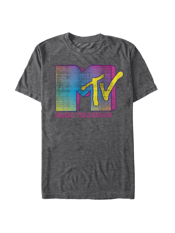 Men's MTV Stripe Logo Graphic Tee Charcoal Heather X Large