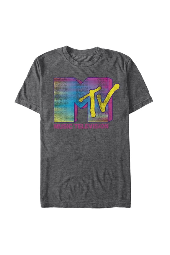 Men's MTV Stripe Logo Graphic Tee Charcoal Heather X Large
