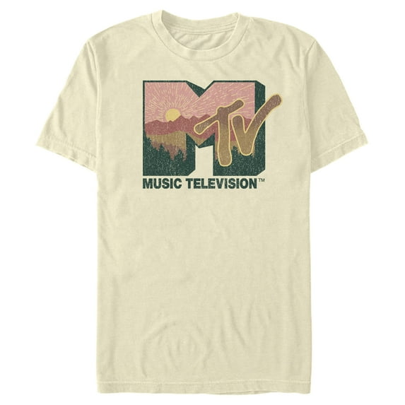 Men's MTV Sunrise Logo Graphic Tee Beige Large