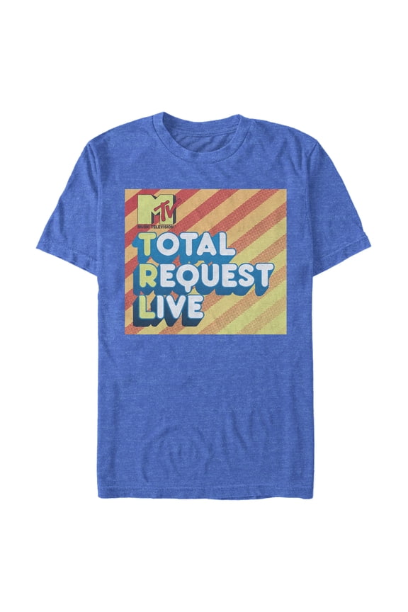 Men's MTV TRL Candy Stripe Graphic Tee Royal Blue Heather X Large