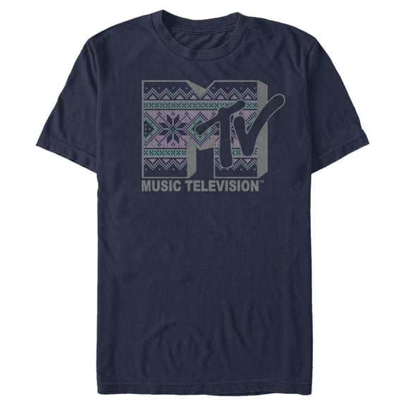 Men's MTV Tapestry Logo Graphic Tee Navy Blue Medium
