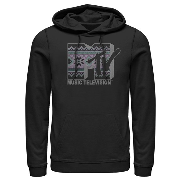 Men's MTV Tapestry Logo  Pull Over Hoodie Black Small