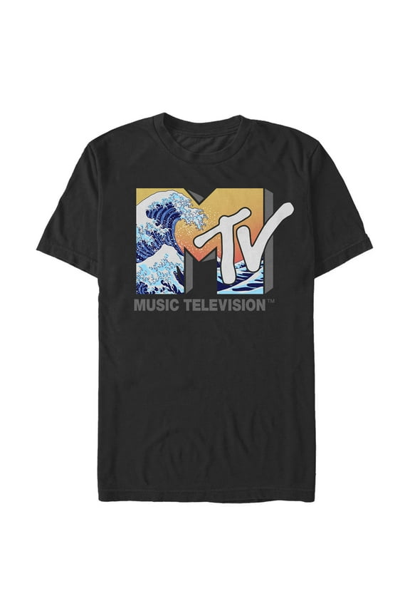 Men's MTV The Great Wave Logo  Graphic Tee Black 2X Large