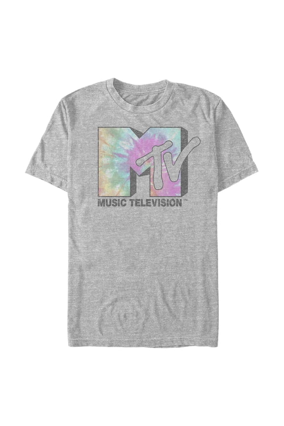 Men's MTV Tie Dye Block Logo Graphic Tee Athletic Heather 2X Large