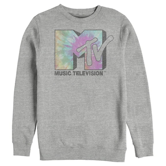 Men's MTV Tie Dye Block Logo  Sweatshirt Athletic Heather X Large