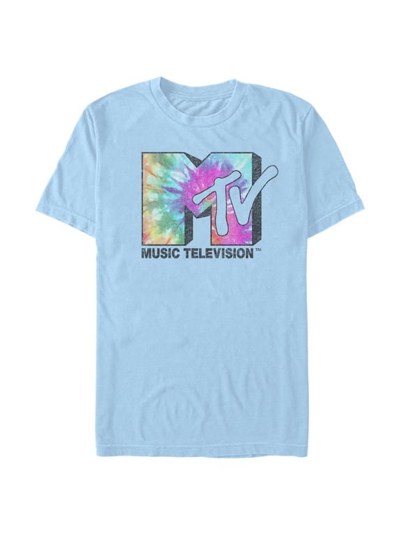 Men's MTV Tie Dye Logo Graphic Tee Light Blue Small