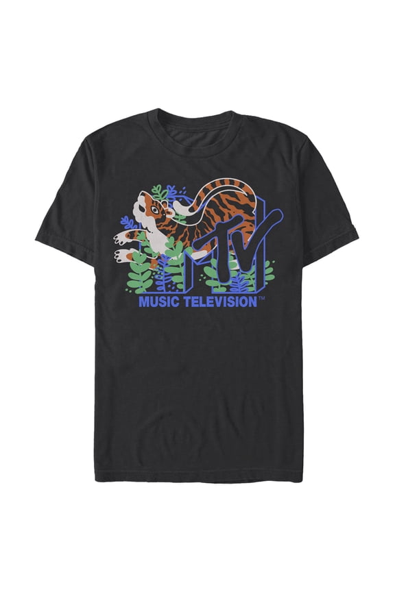 Men's MTV Tiger Logo Graphic Tee Black Large