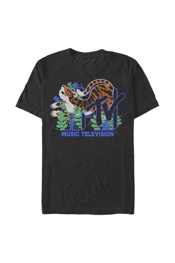 Men's MTV Tiger Logo  Graphic Tee Black Medium