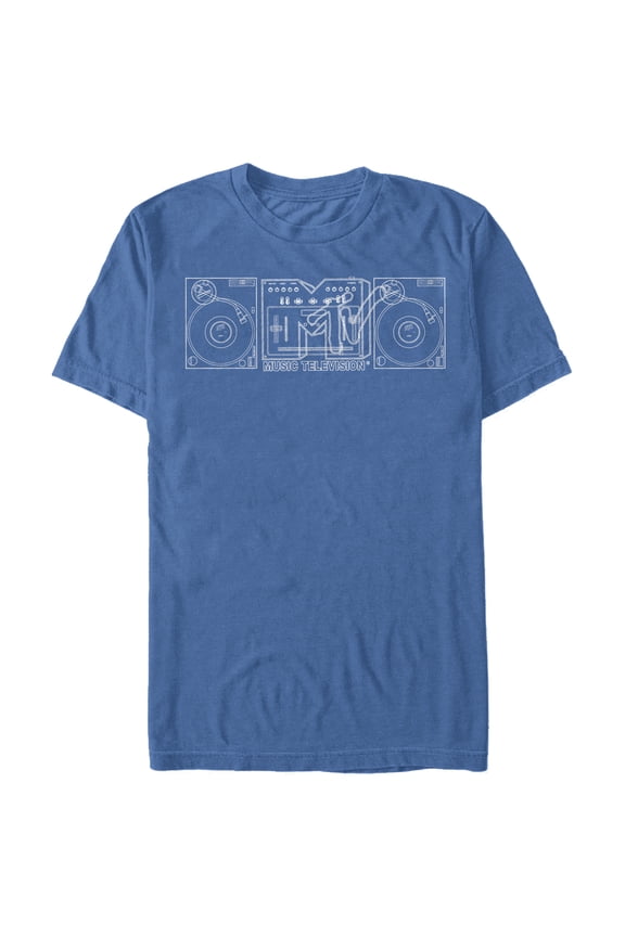 Men's MTV Turntables Graphic Tee Royal Blue Medium