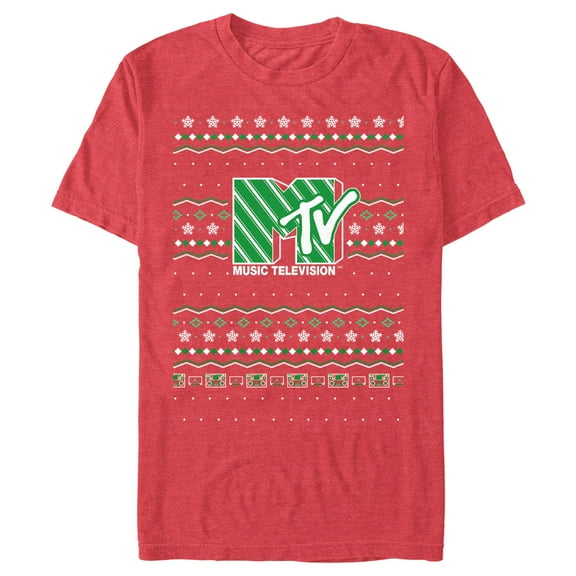 Men's MTV Ugly Sweater Logo Graphic Tee Red Heather 2X Large
