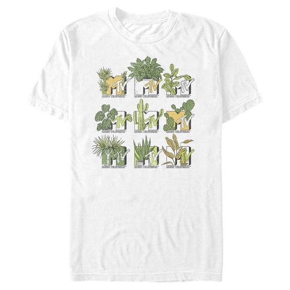 Men's MTV Vegetation Grid Logo  Graphic Tee White X Large