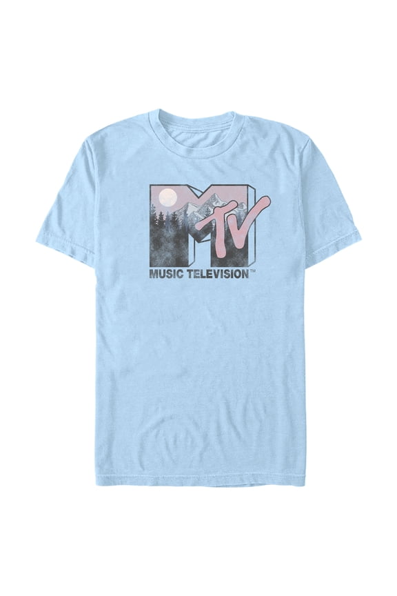 Men's MTV Woods Distressed Logo Graphic Tee Light Blue 2X Large