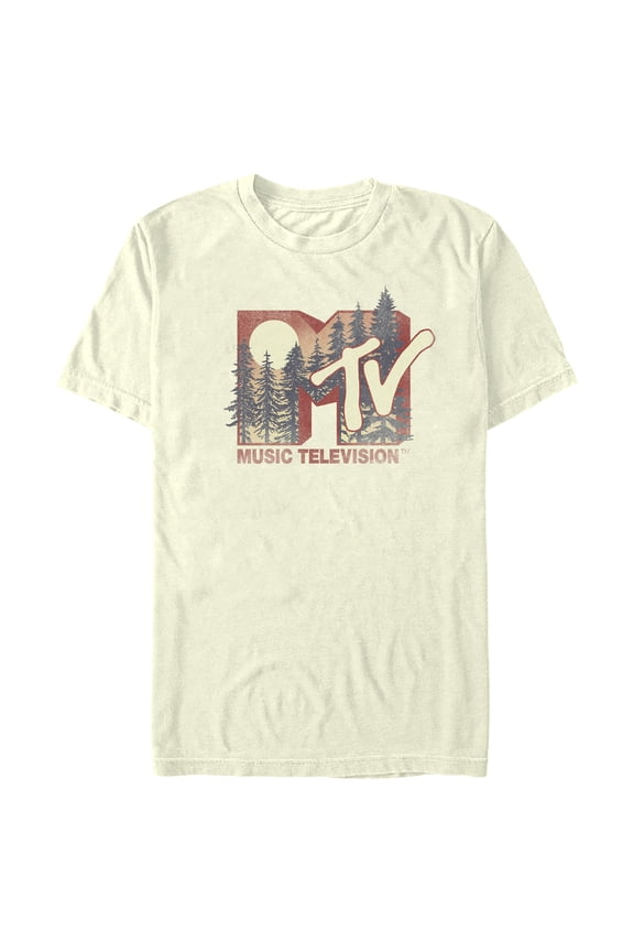 Men's MTV Woods Night Logo Graphic Tee Beige Large