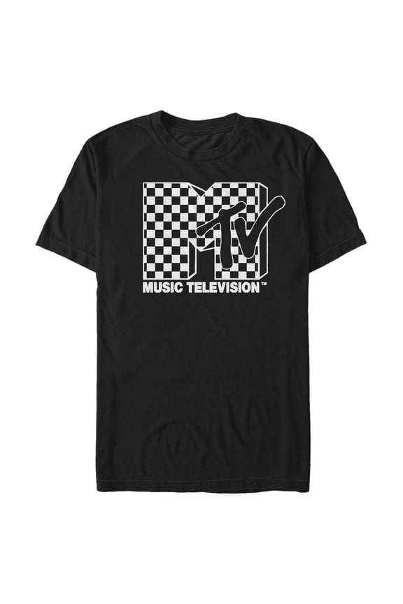 Men's MTV and Checker Logo Graphic Tee Black Large