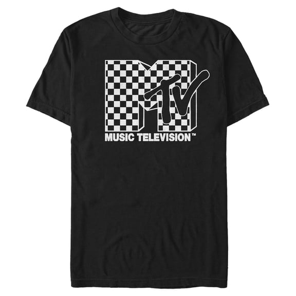 Men's MTV and Checker Logo Graphic Tee Black X Large