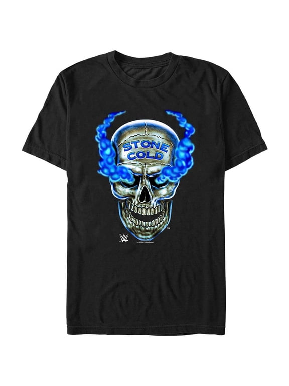 Men's Mad Engine Black "Stone Cold" Steve Austin Skull Graphic T-Shirt