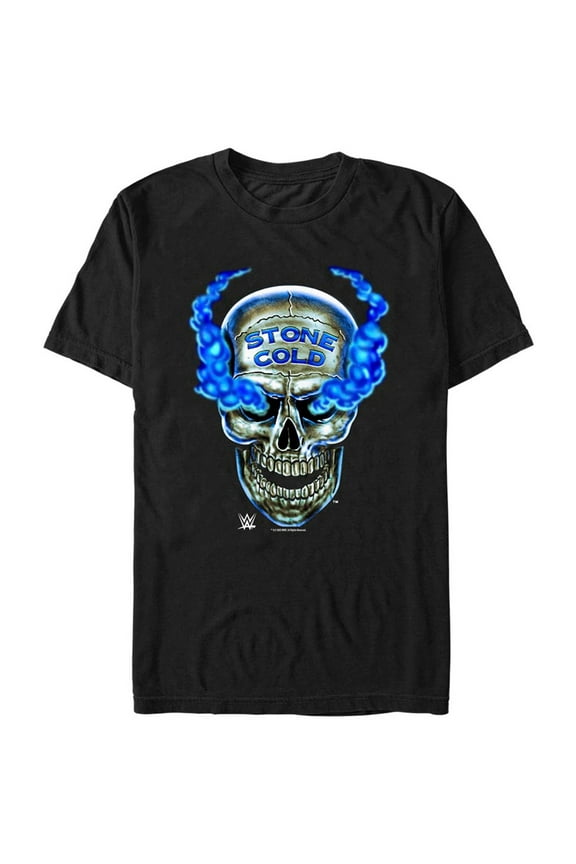 Men's Mad Engine  Black "Stone Cold" Steve Austin Skull Graphic T-Shirt