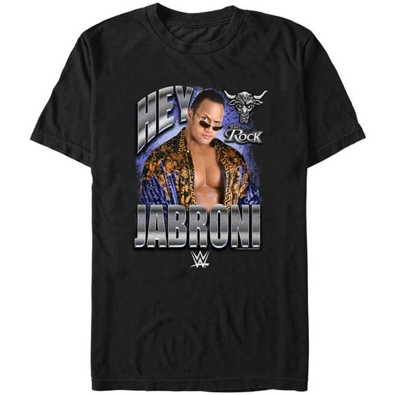 Men's Mad Engine Black The Rock Hey Jabroni Graphic T-Shirt
