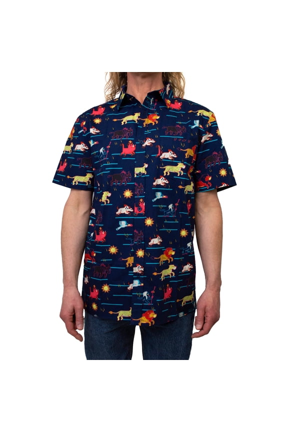 Men's Mad Engine Navy The Lion King Stampeded Button-Up Shirt