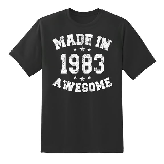 Men's Made in 1983 Awesome - Birthday Gift T Shirt Black,XXL
