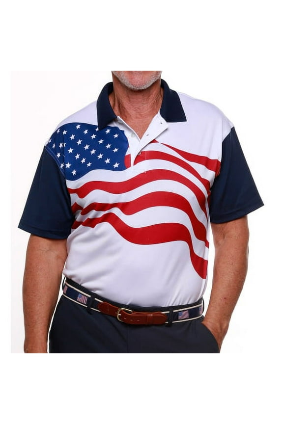 Men's Made in USA American Flag Performance Golf Shirt