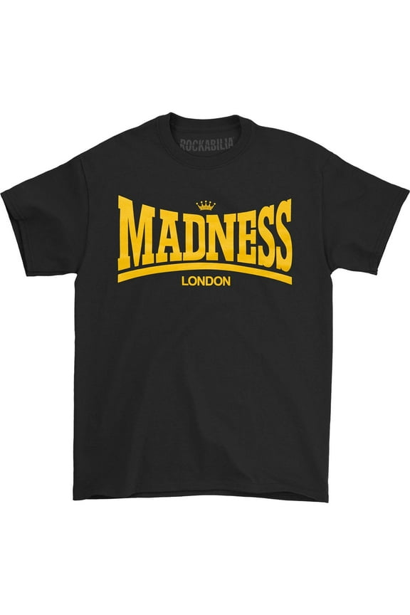 Men's Madness Madsdale Gold Print T-shirt Medium Black