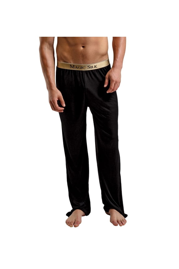 Men's Magic Silk 1886 100% Silk Knit Lounge Pants (Black M)