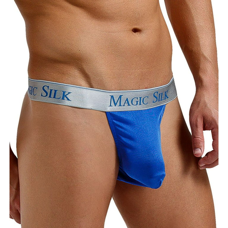 Men's Magic Silk 4586 100% Silk Knit Micro Thong (Cobalt S) 