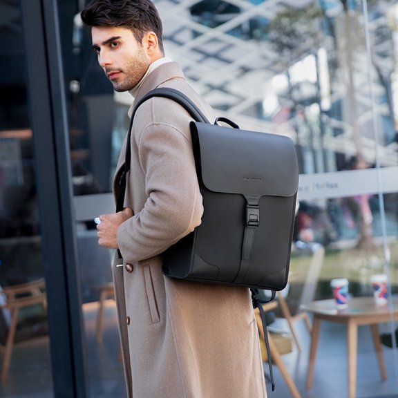 Men's Magnetic Buckle Fashion Computer Backpack Leisure Student Bag,Black