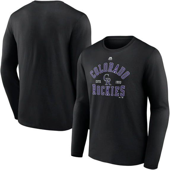 Men's Majestic Black Colorado Rockies High Praise Long Sleeve T-Shirt
