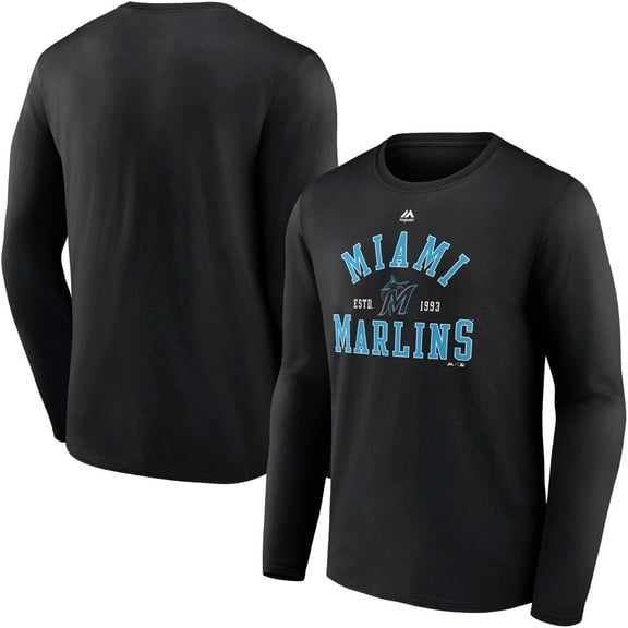 Men's Majestic Black Miami Marlins High Praise Long Sleeve T-Shirt