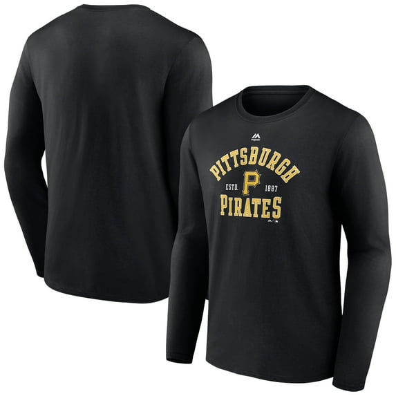 Men's Majestic Black Pittsburgh Pirates High Praise Long Sleeve T-Shirt