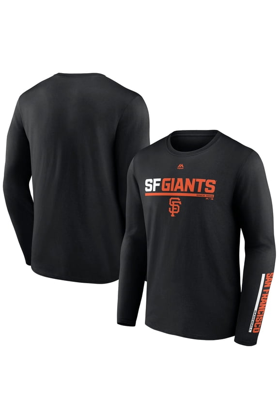 Men's Majestic Black San Francisco Giants Flip Mode Long Sleeve T-Shirt