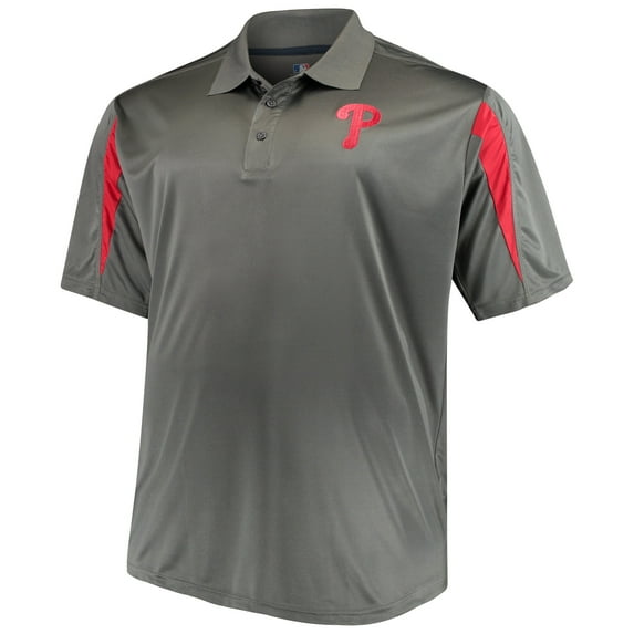 Men's Majestic Charcoal/Red Philadelphia Phillies Contract Polo