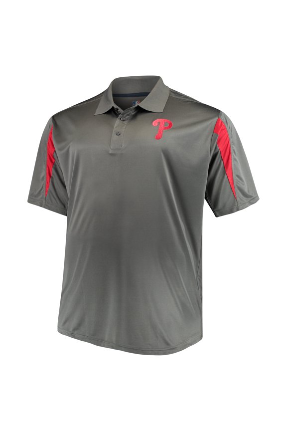 Men's Majestic Charcoal/Red Philadelphia Phillies Contract Polo