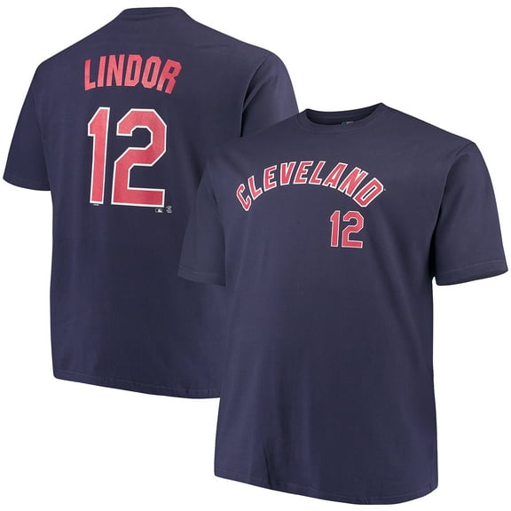 Men's Majestic Francisco Lindor Navy Cleveland Indians MLB Name & Number T-Shirt