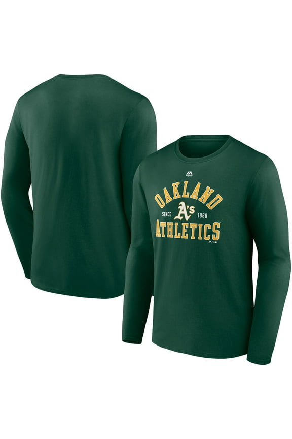 Men's Majestic Green Oakland Athletics High Praise Long Sleeve T-Shirt
