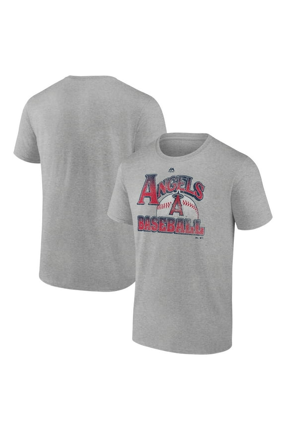 Men's Majestic Heathered Gray Los Angeles Angels Trifecta T-Shirt