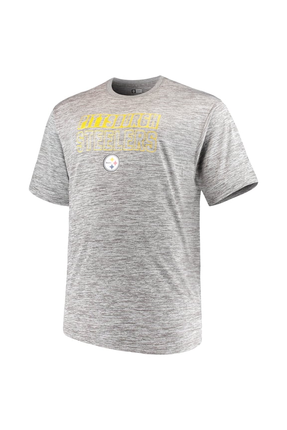 Men's Majestic Heathered Gray Pittsburgh Steelers Big & Tall Last Chance Ply Reflective T-Shirt