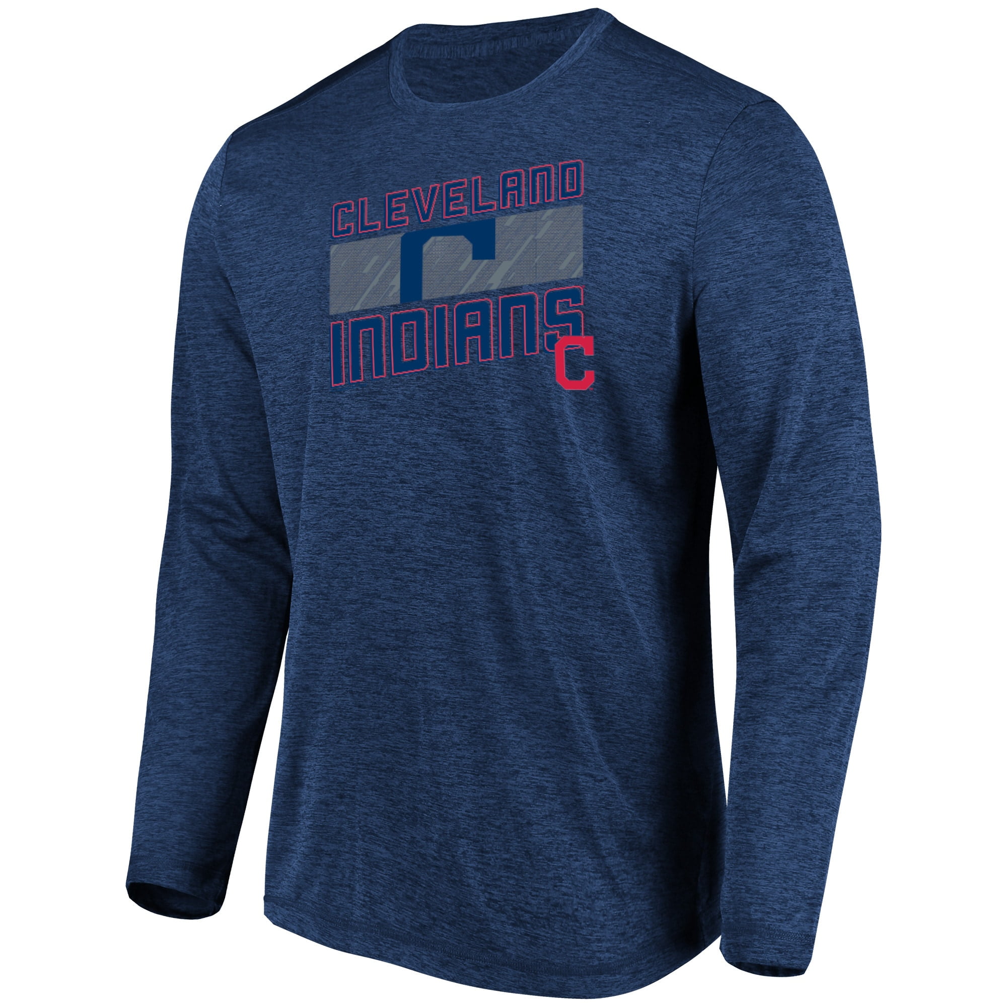 Men's Majestic Heathered Navy Cleveland Indians Big & Tall Long Sleeve ...