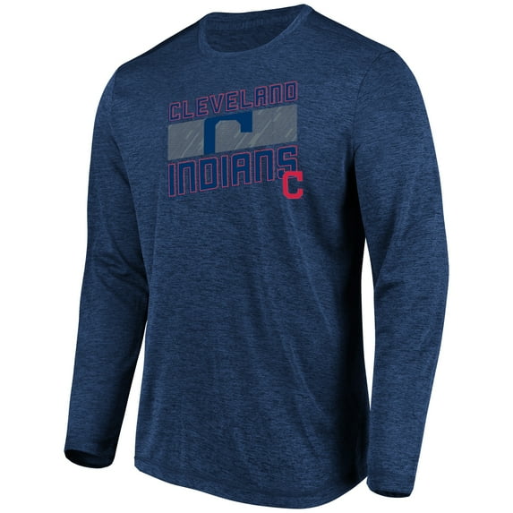 Men's Majestic Heathered Navy Cleveland Indians Big & Tall Long Sleeve Team T-Shirt