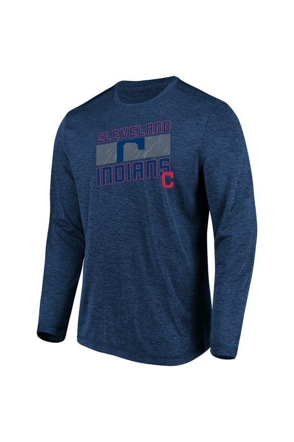 Men's Majestic Heathered Navy Cleveland Indians Big & Tall Long Sleeve Team T-Shirt