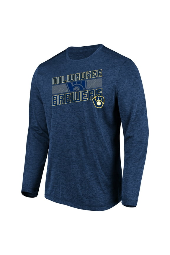 Men's Majestic Heathered Navy Milwaukee Brewers Big & Tall Long Sleeve Team T-Shirt