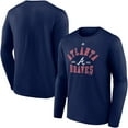 thumbnail image 1 of Men's Majestic Navy Atlanta Braves High Praise Long Sleeve T-Shirt, 1 of 3