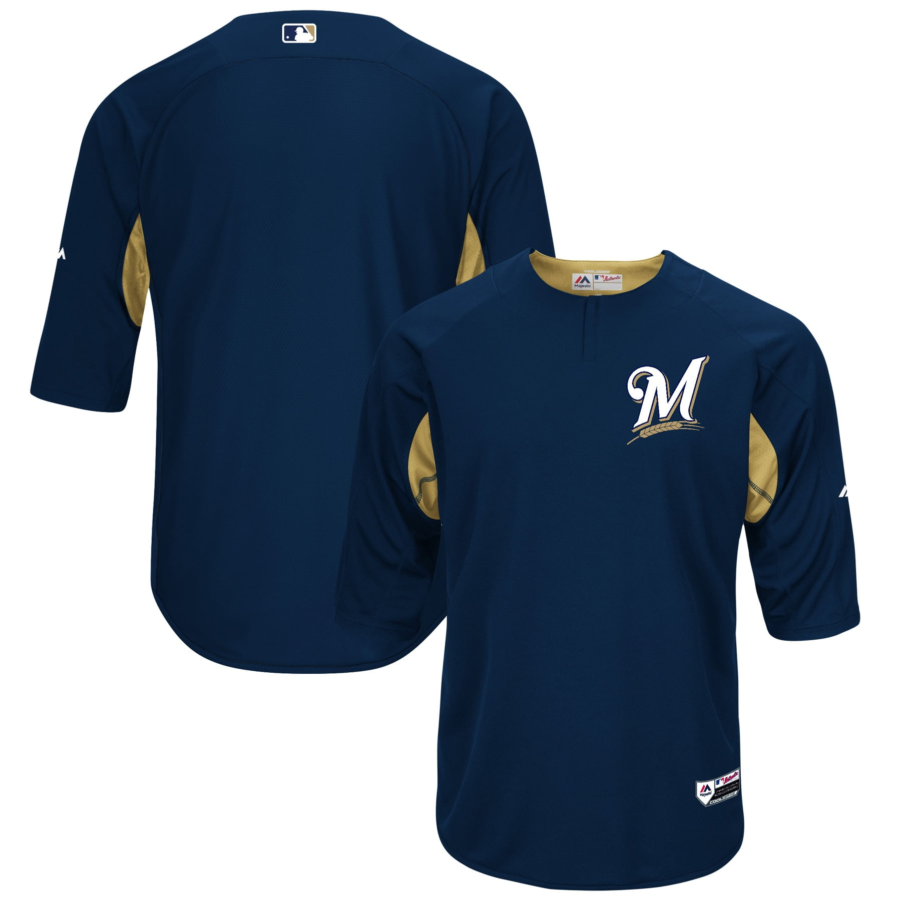 Men s Majestic Navy Gold Milwaukee Brewers Authentic Collection On