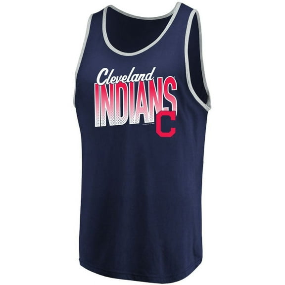 Men's Majestic Navy/Heathered Gray Cleveland Indians Within Reach Tank Top