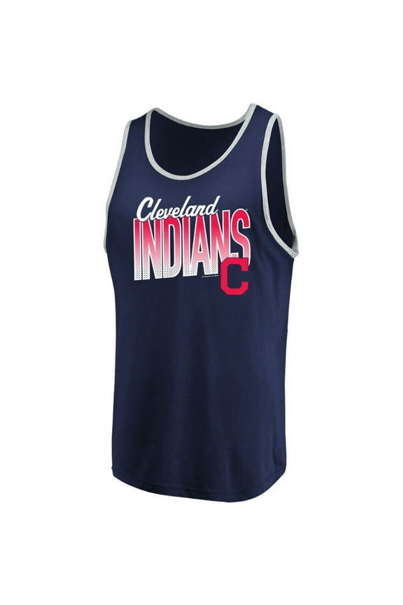 Men's Majestic Navy/Heathered Gray Cleveland Indians Within Reach Tank Top